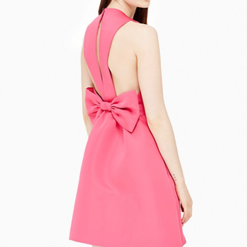NWT Kate Spade pink satin faille bow back dress